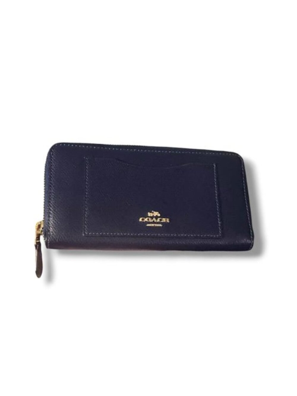 Coach - Navy Blue ASHLEY Leather Wallet TOP ZIP LONG WALLET
